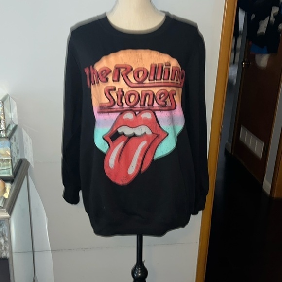 The Rolling Stones Sweater Womens Large Black English Rock & Roll Band Classic - Picture 1 of 5